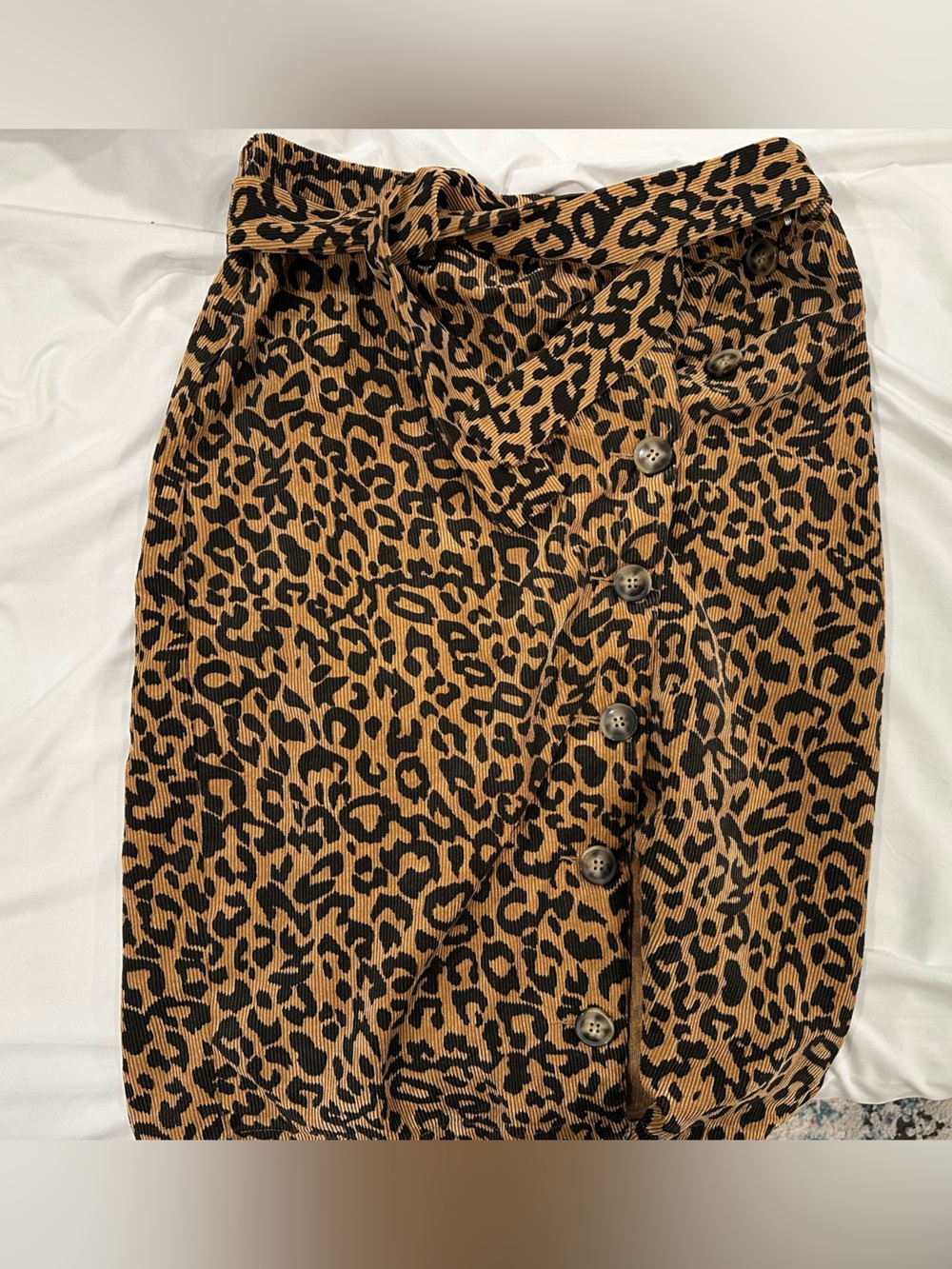 Lush Leopard Print Midi Skirt - Tan & Black